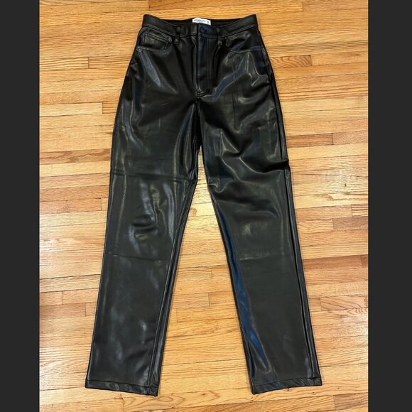 Abercrombie & Fitch Curve Love Vegan Leather 90s Straight Pant (Size 10, Black) - Picture 5 of 11